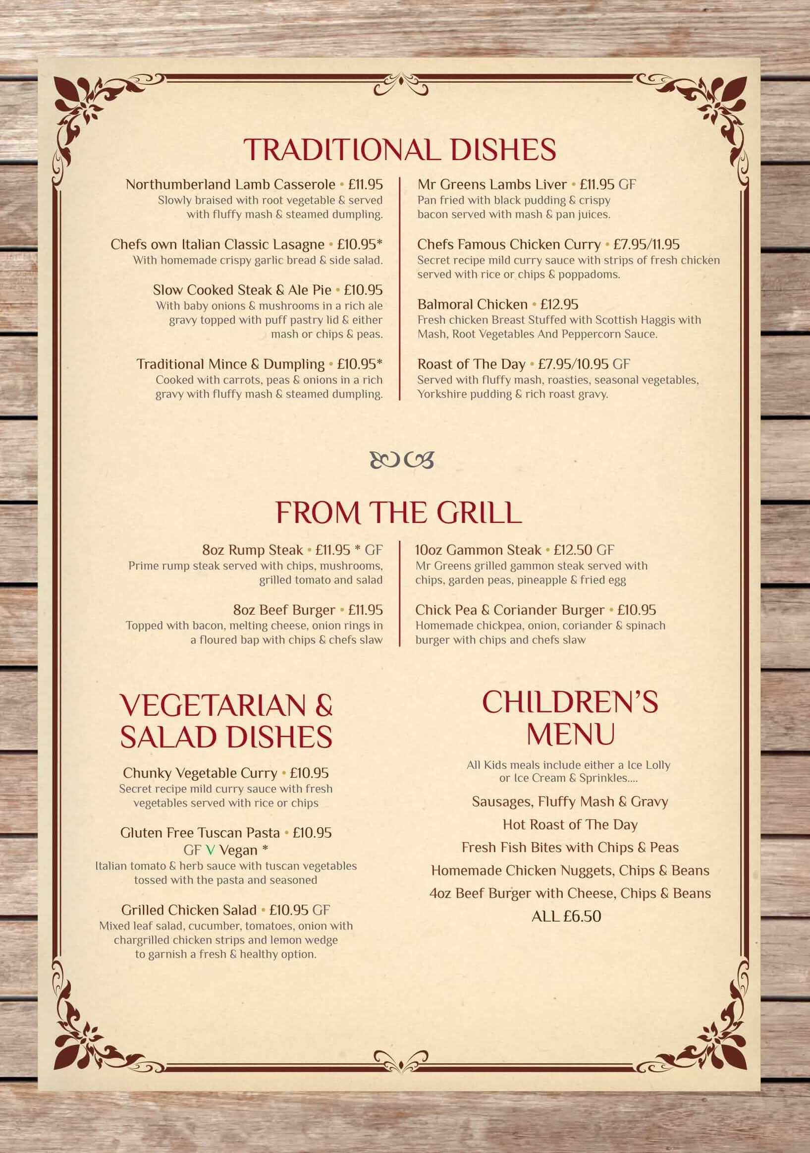 Our Menu Shoulder of Mutton